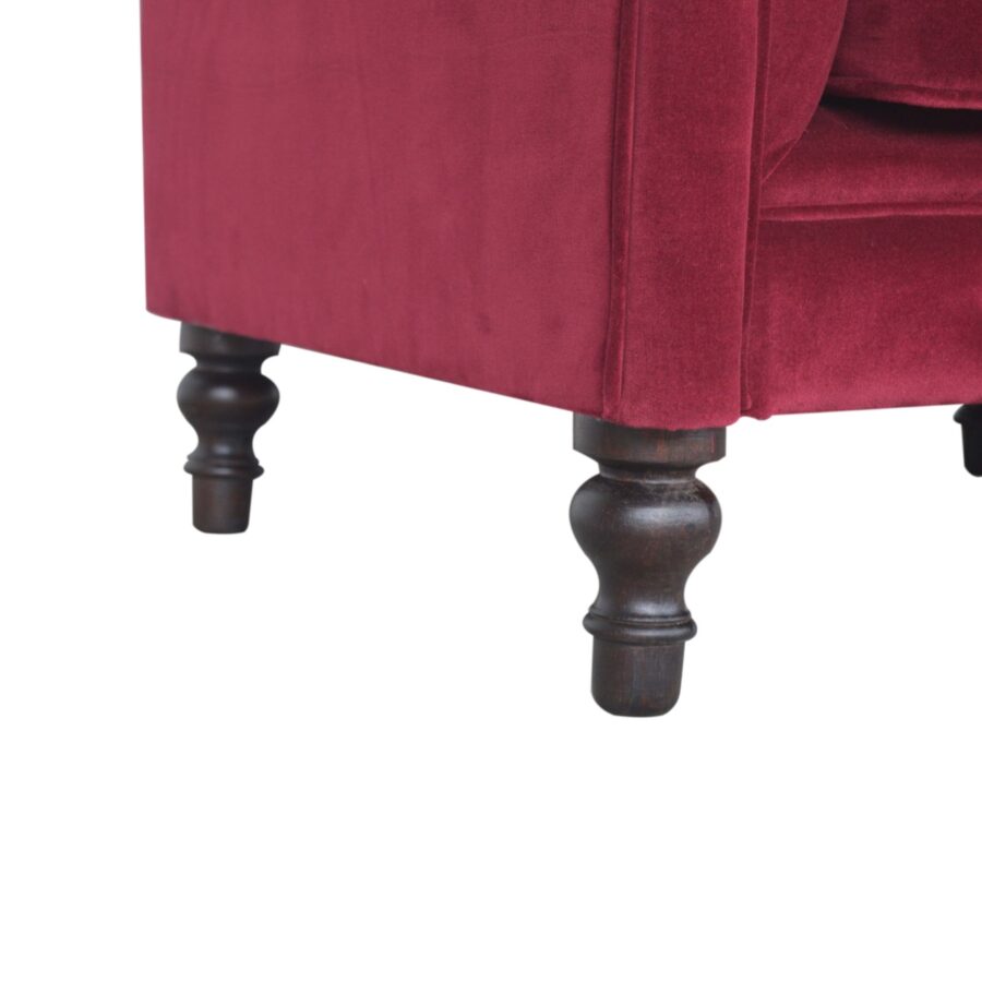 in1409 wine red velvet chesterfield armchair