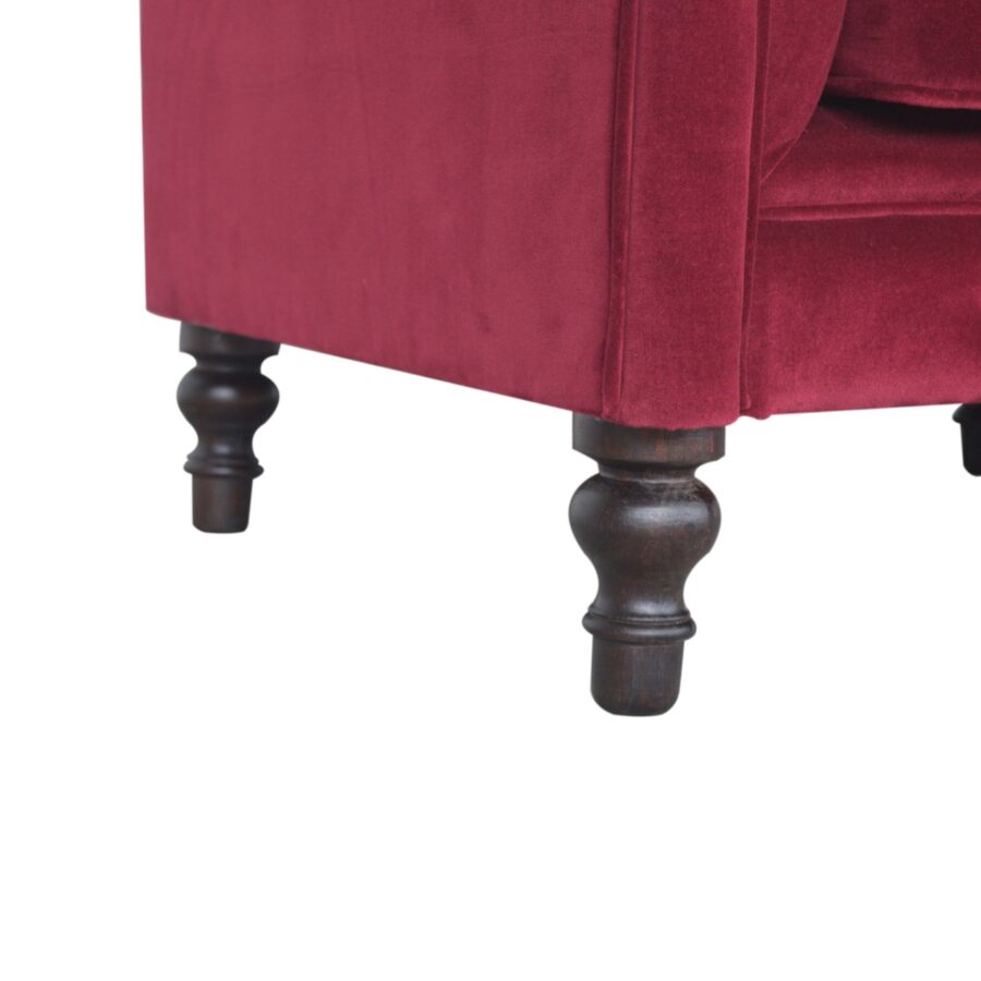 fauteuil chesterfield en velours rouge vin in1409