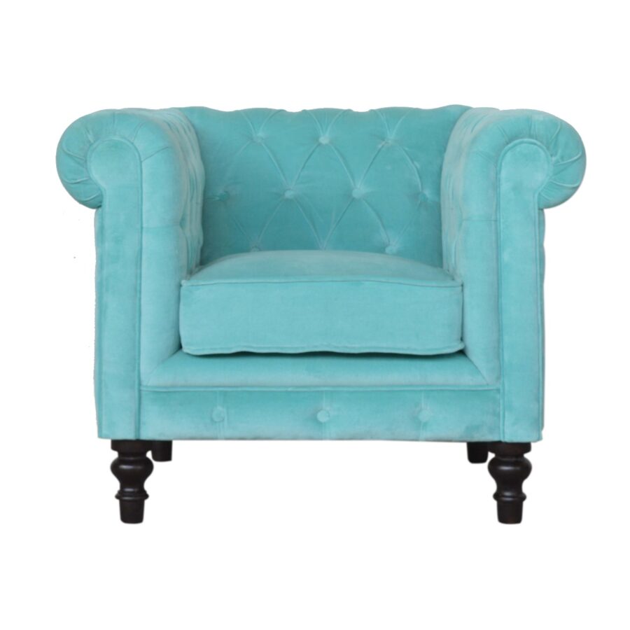 in1410 cathaoir uilleach chesterfield veilbhit turquoise