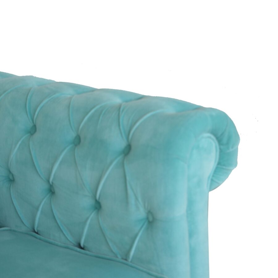 fauteuil chesterfield en velours turquoise in1410