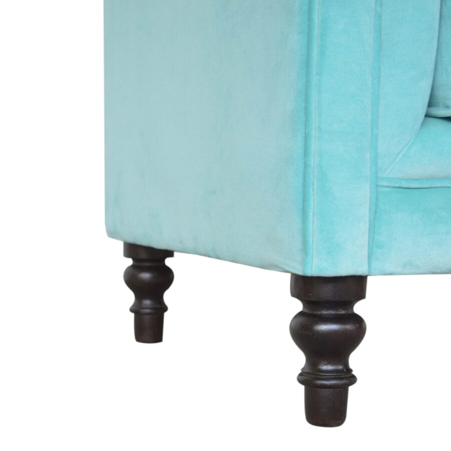 fauteuil chesterfield en velours turquoise in1410