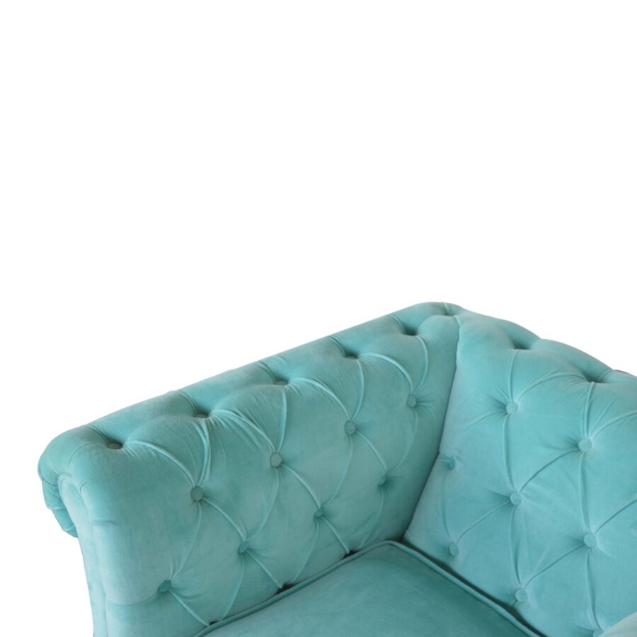 in1410 turquoise velvet chesterfield armchair