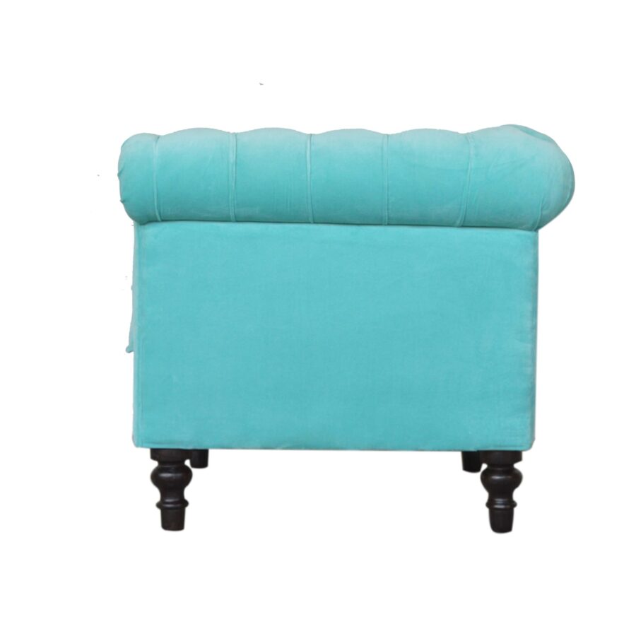 in1410 turquoise velvet chesterfield armchair