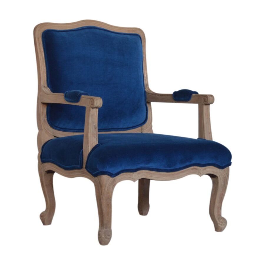 in1412 royal blue velvet french style chair