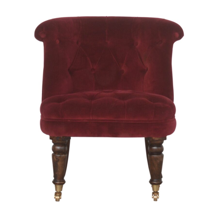 in1454 chaise d'appoint en velours rouge vin