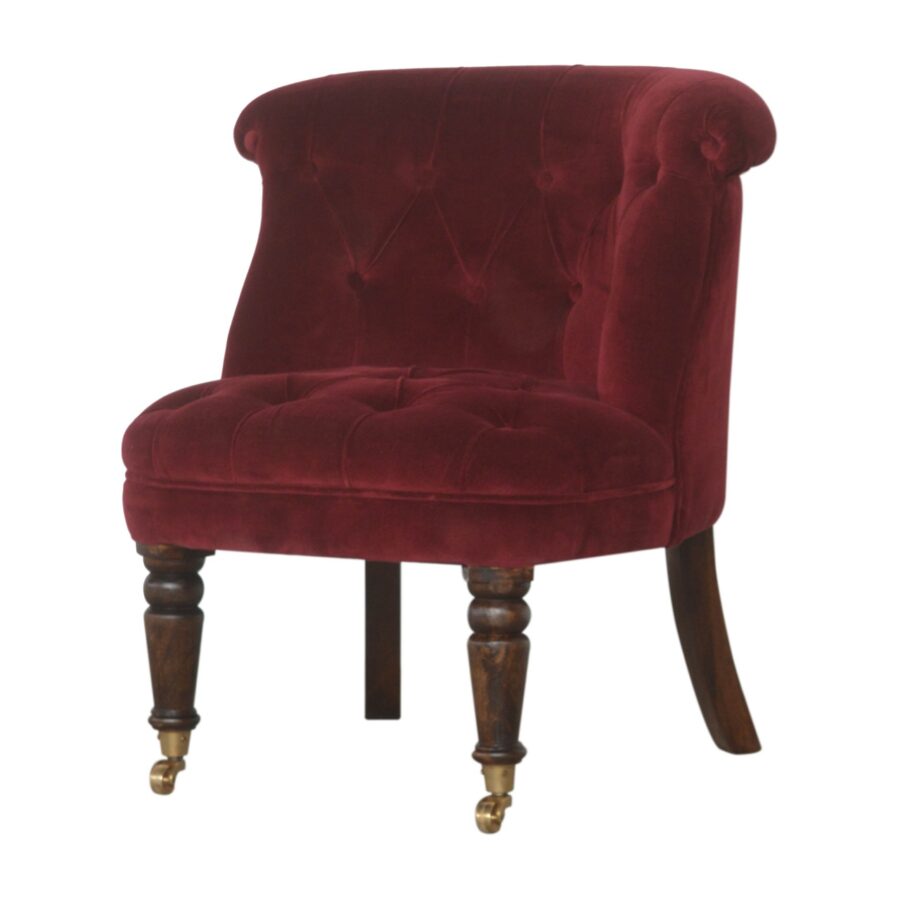 cadeira com detalhes em veludo vermelho vinho in1454