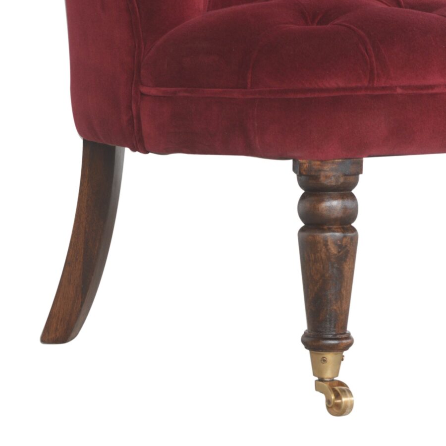 in1454 chaise d'appoint en velours rouge vin