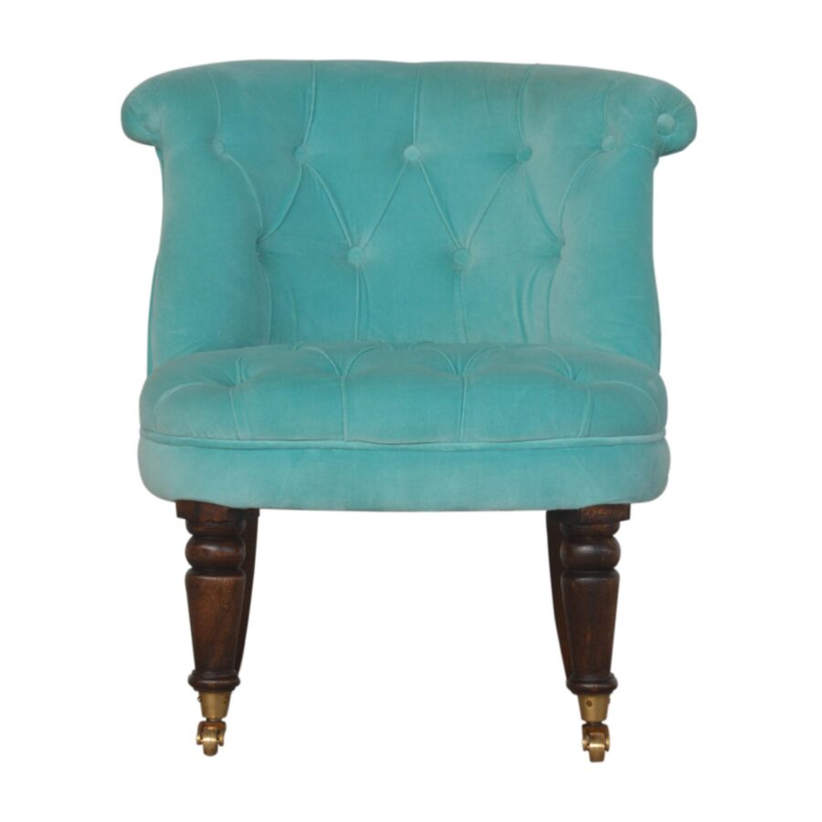 cadeira com detalhes em veludo turquesa in1455