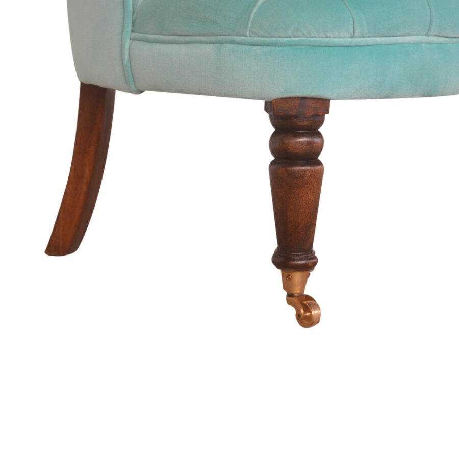 in1455 stoel met turquoise fluwelen accent