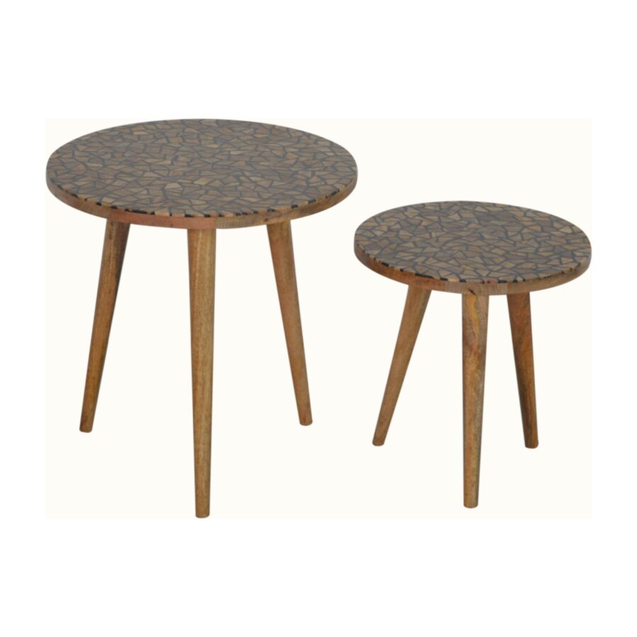 in1467 tree trunk style set of 2 footstools