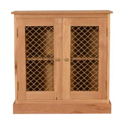 in1605 caged oak ish cabinet