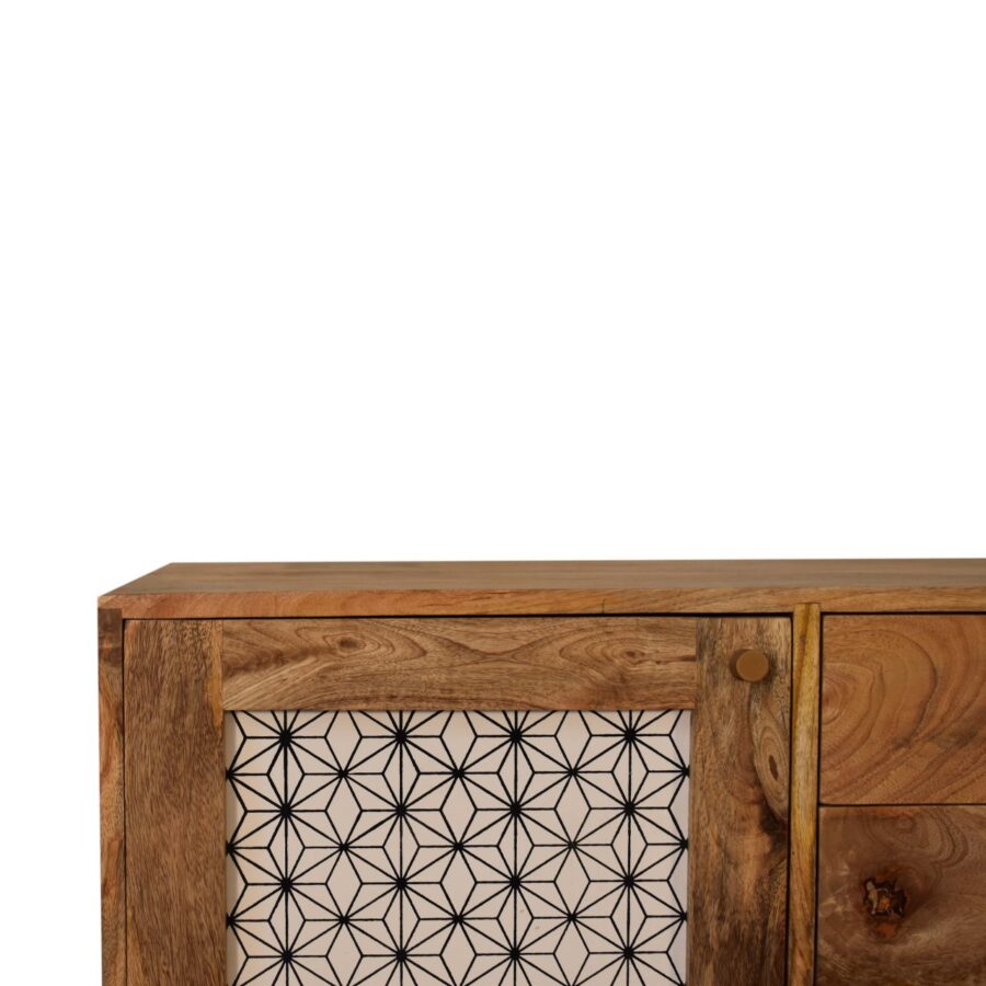in1641 geometric screen printed cabinet with drawers