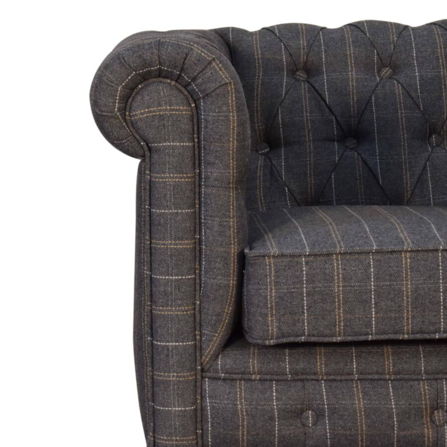 in1645 pewter tweed chesterfield armchair