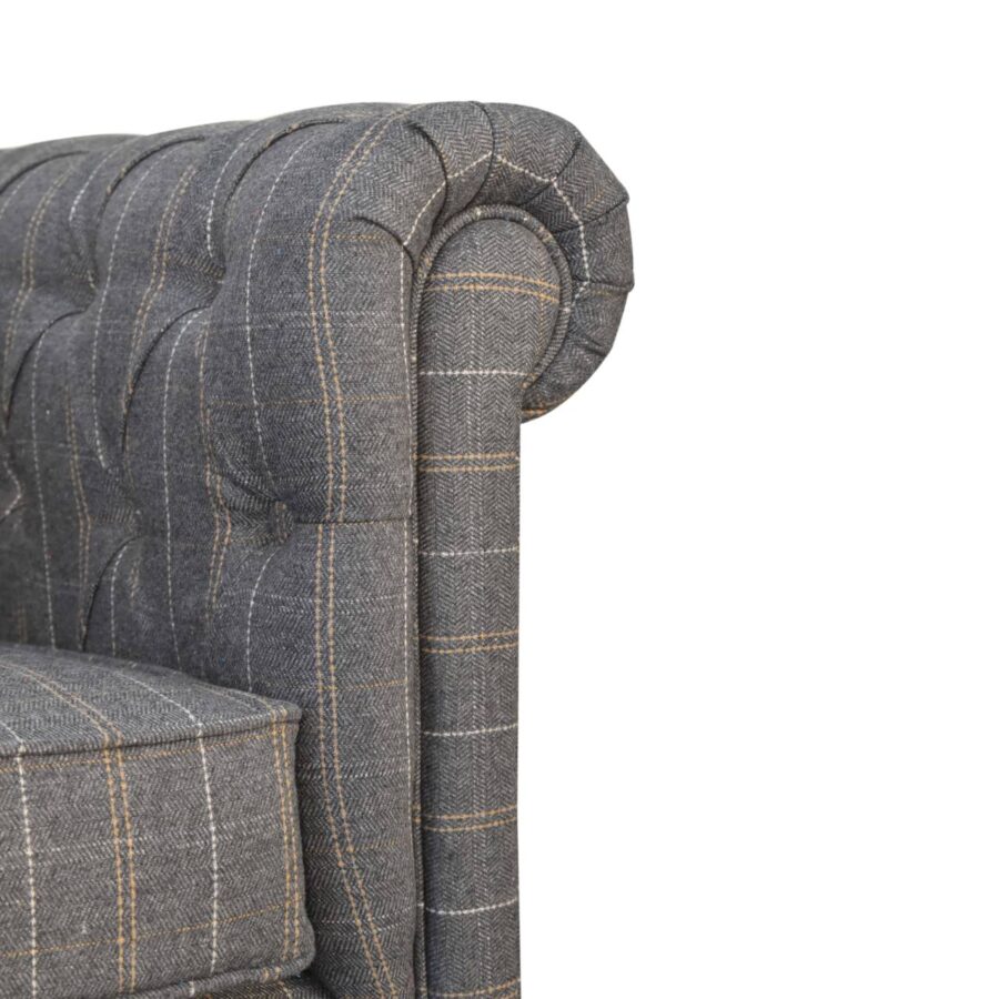 in1645 pewter tweed chesterfield armchair