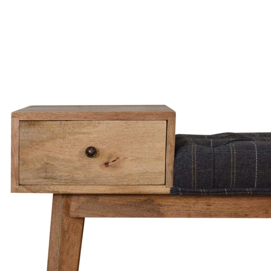 in1648 pewter tweed bench with 1 drawer