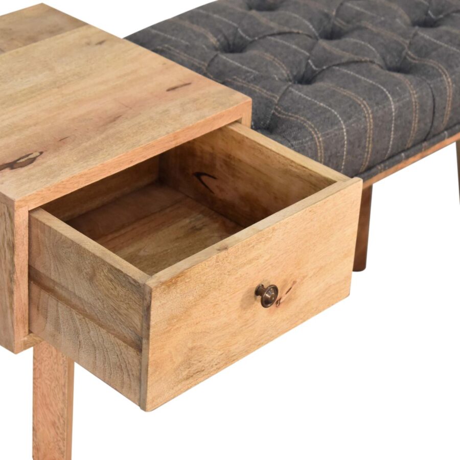 in1648 pewter tweed bench with 1 drawer