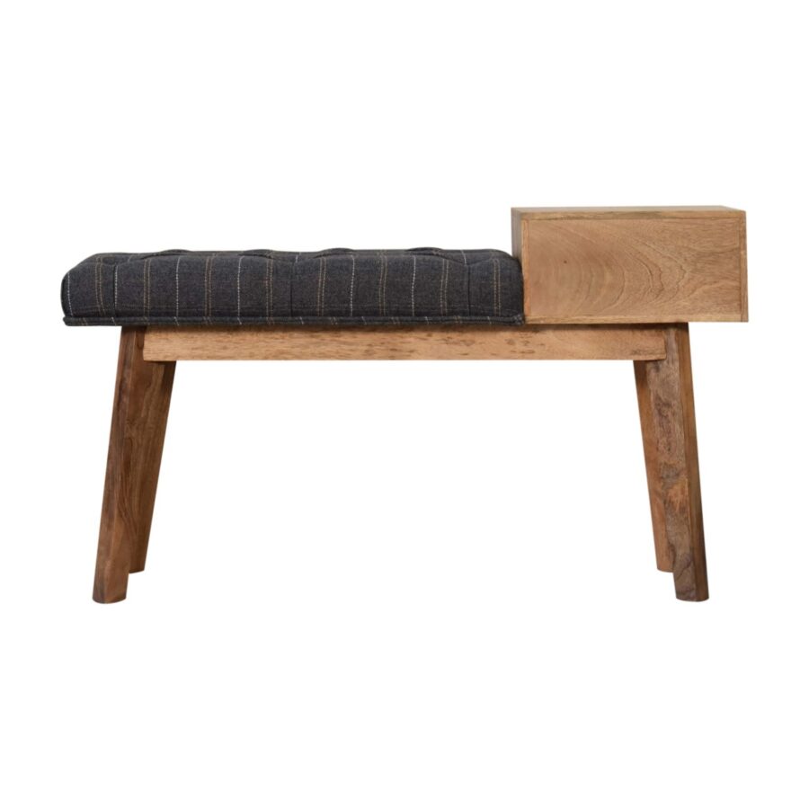 in1648 pewter tweed bench with 1 drawer