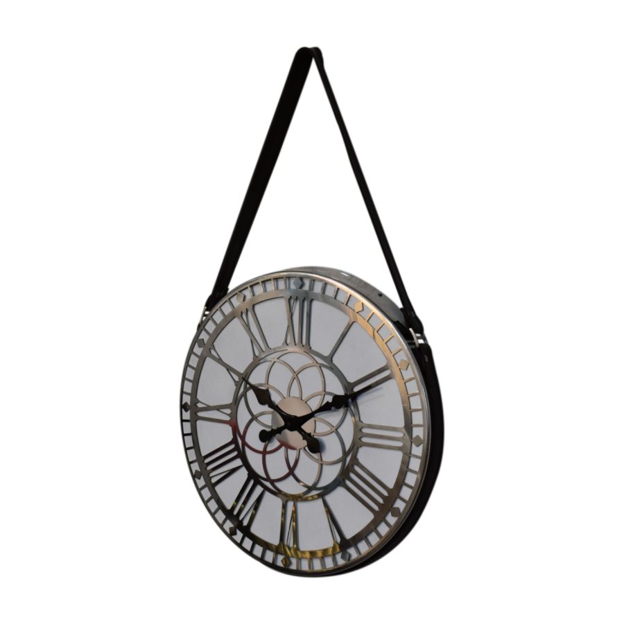 White Chrome Hanging Wall Clock - Image 9