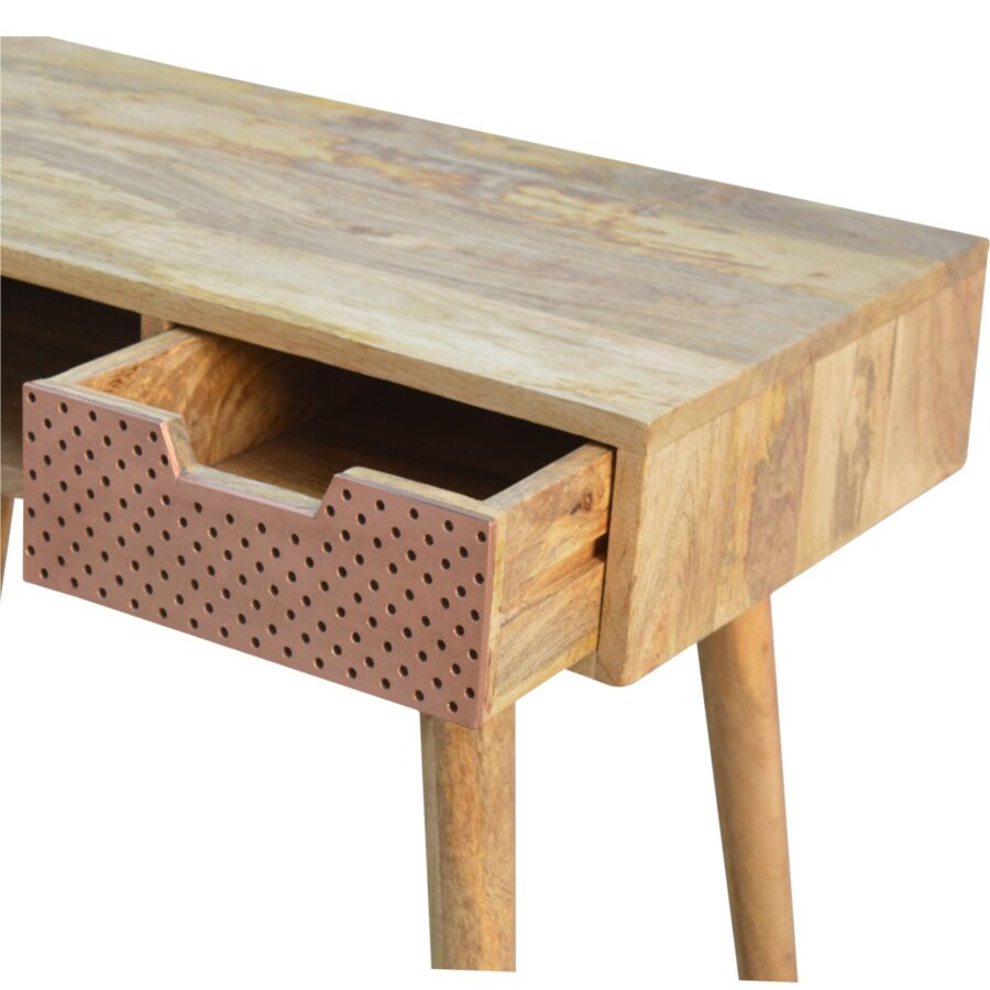 perforated copper writing desk