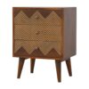 chestnut end table with gold inlay