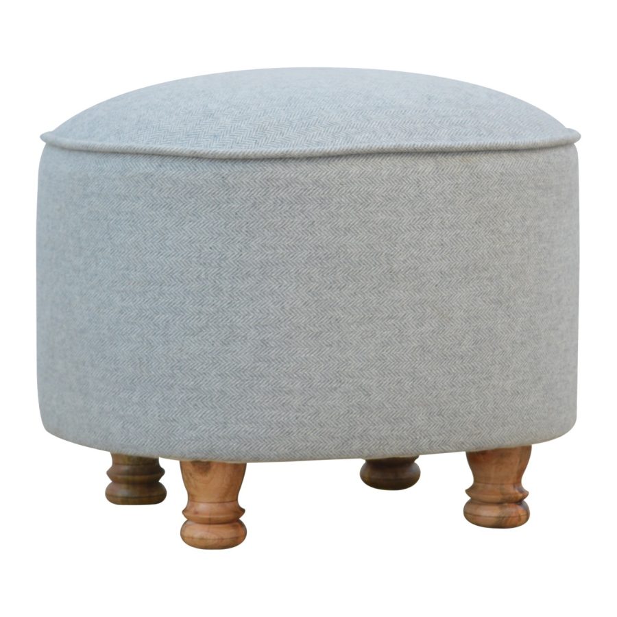 Light Grey Tweed Oval Footstool - Image 9