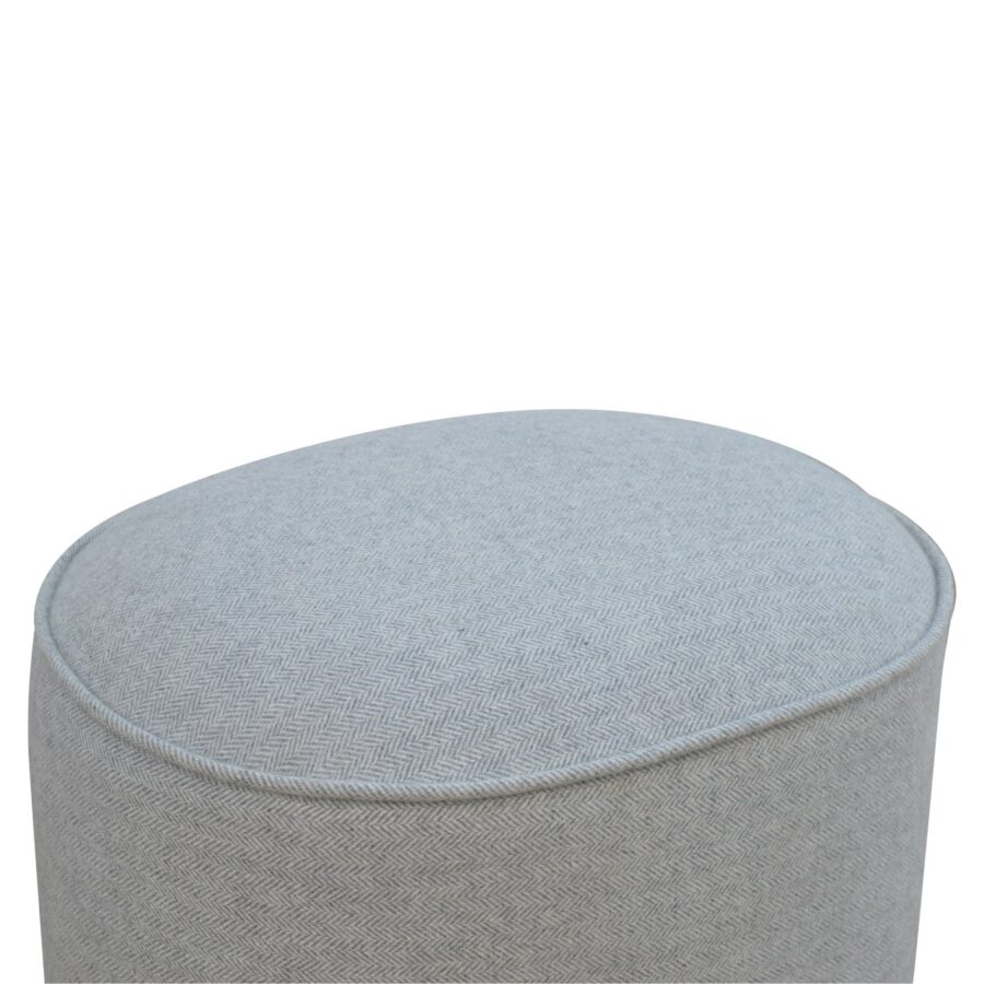 light grey tweed oval footstool