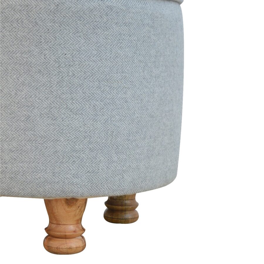 light grey tweed oval footstool