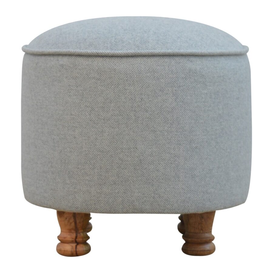 light grey tweed oval footstool