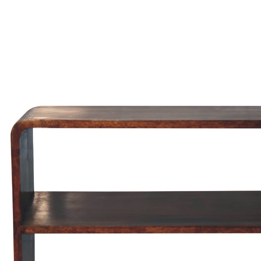 in3408 curved chestnut low bookcase