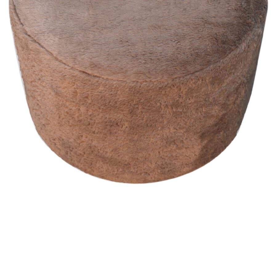 in3528 mocha faux fur round footstool