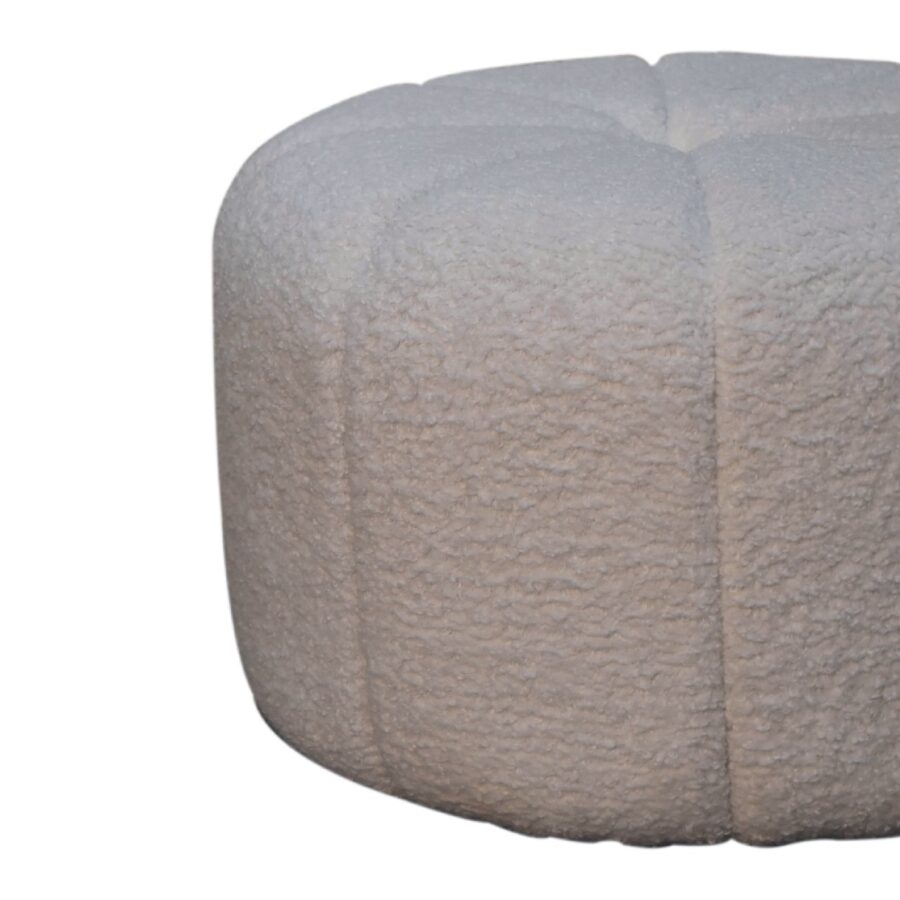 in3530 white boucle circus footstool