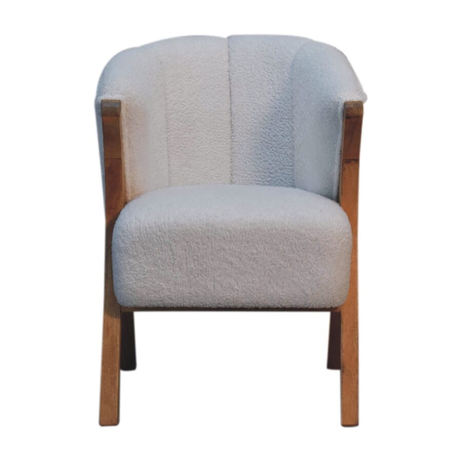 in3534 white boucle minimalistic chair