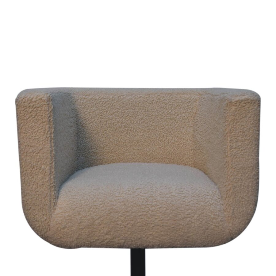 in3535 cream boucle black base swivel arm chair