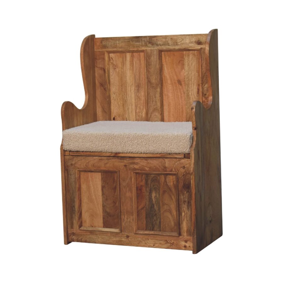 in3536 cream boucle small monks storage bench