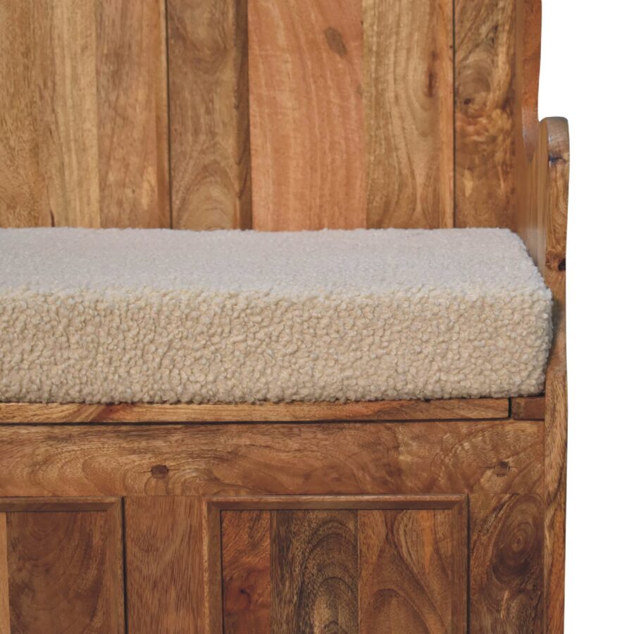 in3536 cream boucle small monks storage bench