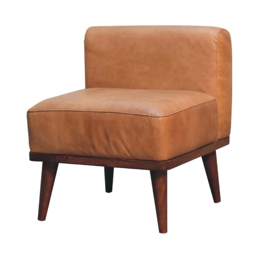 in3559 tan buffalo leather footstool with backrest