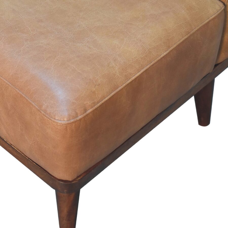 in3559 tan buffalo leather footstool with backrest