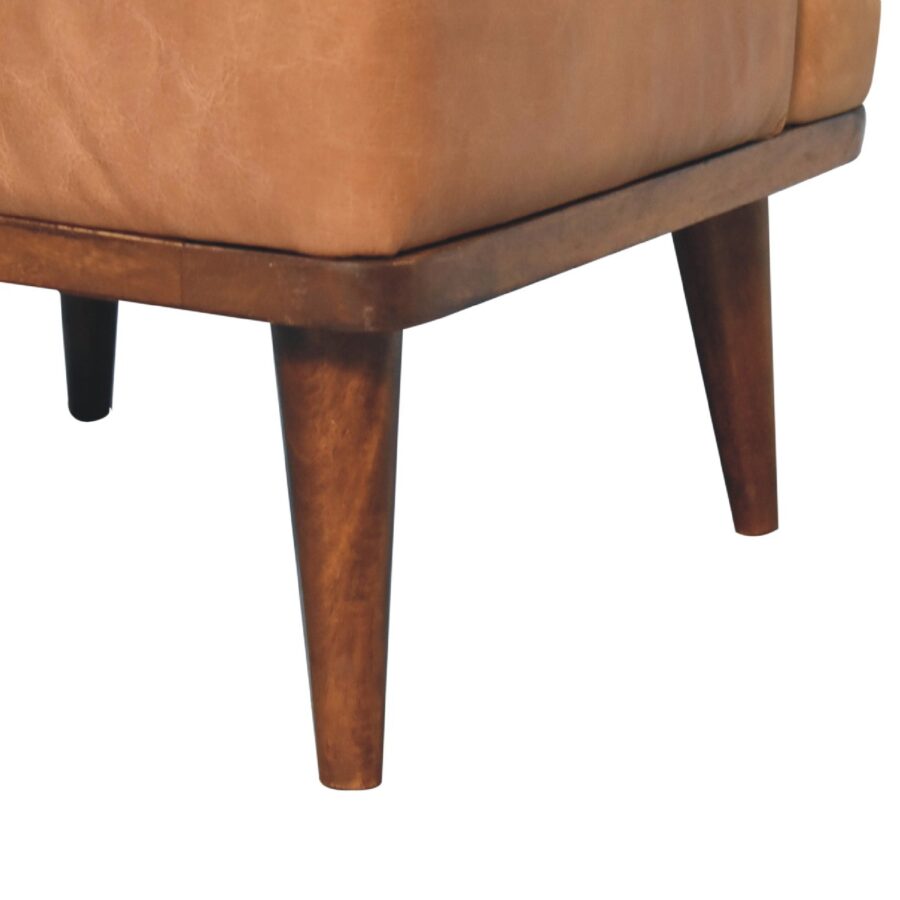 in3559 tan buffalo leather footstool with backrest