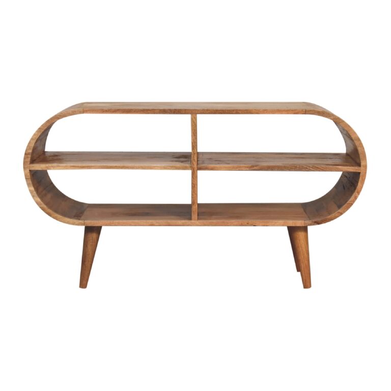 in3568 reverse curved oak ish media unit