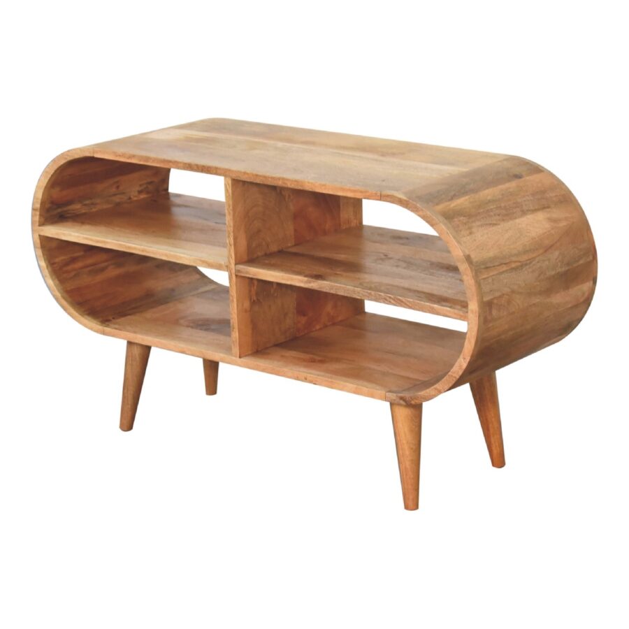 in3568 reverse curved oak ish media unit