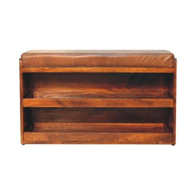 in3575 buffalo hide pull out chestnut shoe storage bench
