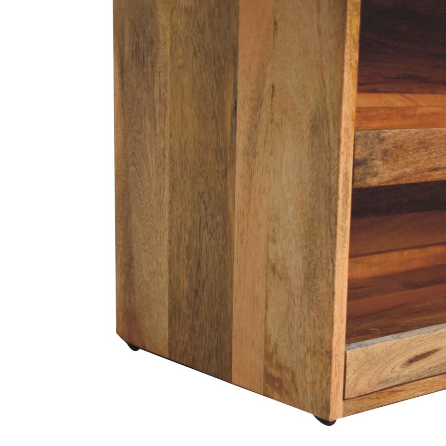 in3582 buffalo hide pull out oak ish shoe storage bench
