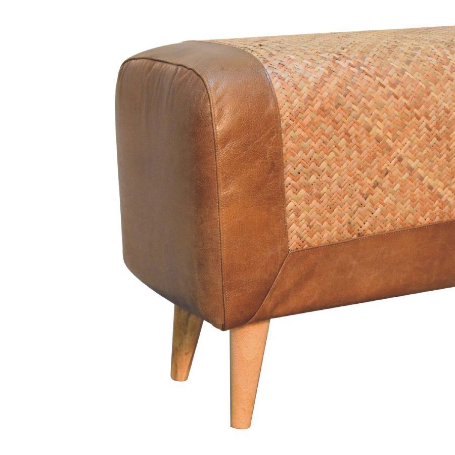 Large Seagrass Buffalo Hide Nordic Bench - Image 4