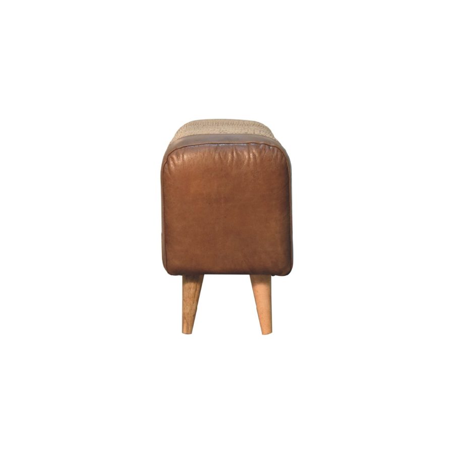 Large Seagrass Buffalo Hide Nordic Bench - Image 9