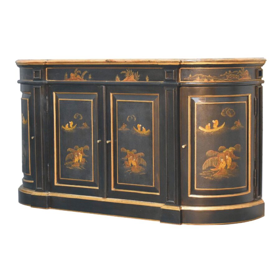 Antique painted Chinoiserie sideboard cabinet.
