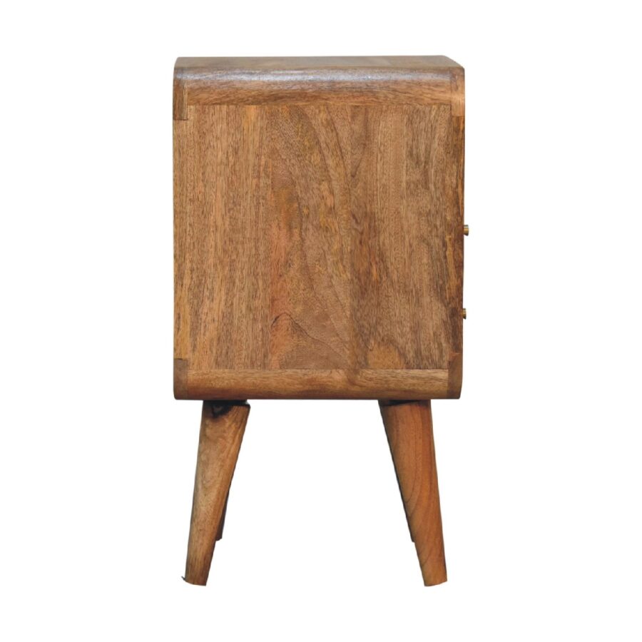 Wooden bedside table on white background