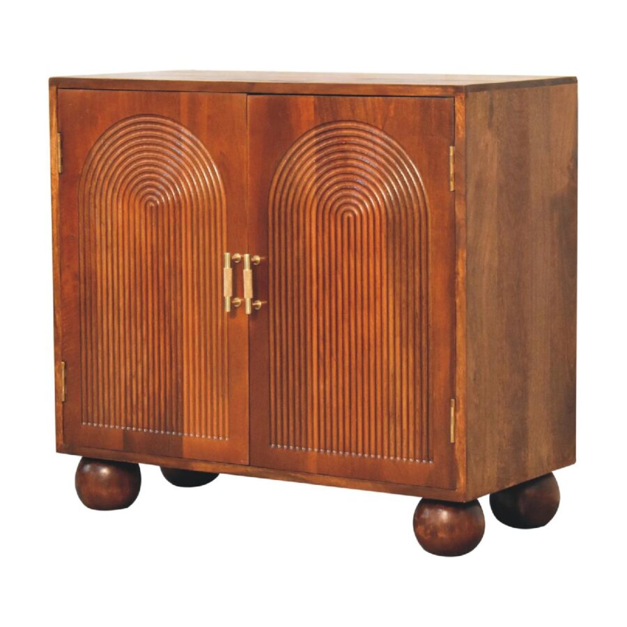 Vintage wooden cabinet on spherical feet