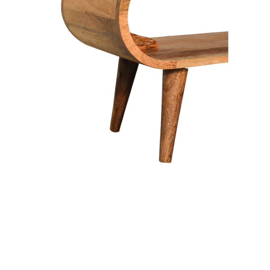 Wooden chair leg and seat close-up