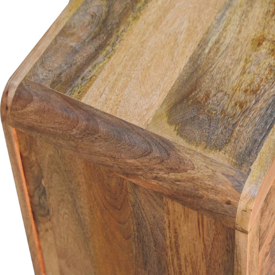 Close-up of wooden table corner texture