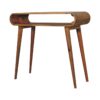 Vintage wooden console table with tapered legs.